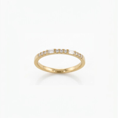 Alliance or jaune 18 cts et diamants