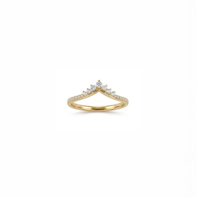 Alliance V or jaune 18 cts et diamants