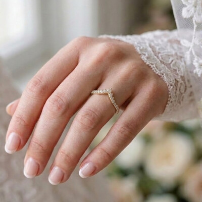 Alliance V or jaune 18 cts et diamants