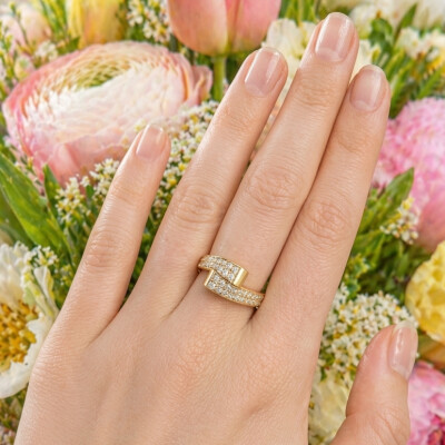 Bague or jaune 18 cts et diamants