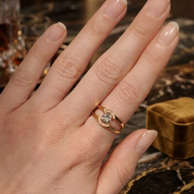 Bague or jaune 18cts et diamants