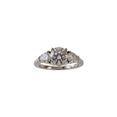 Bague trilogie or blanc 18 cts et diamants
