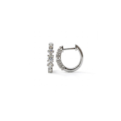 Créoles or blanc 18 cts et diamants