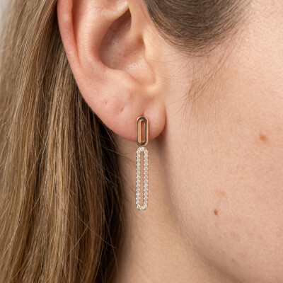 Boucles d'oreilles or jaune 18 cts et diamants