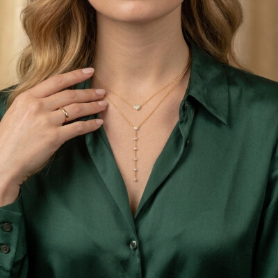 Collier or jaune 18 cts et diamants