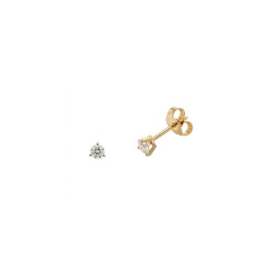 Boucles d'oreilles or jaune 9 cts et diamants synthétiques (0.3 cts EVS)
