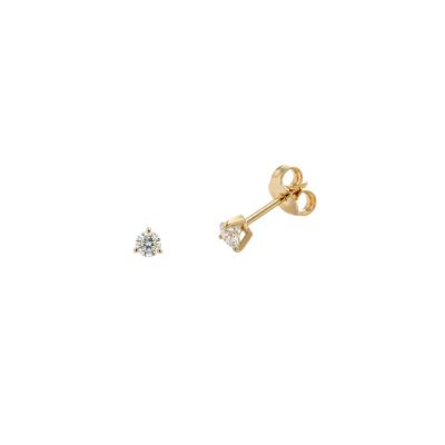 Boucles d'oreilles or jaune 9 cts et diamants synthétiques (0.4 cts EVS)