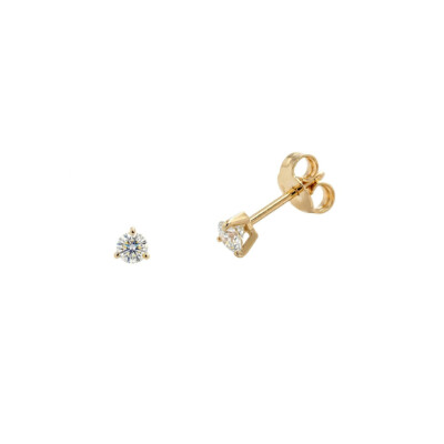 Boucles d'oreilles or jaune 9 cts et diamants synthétiques (0.6 ct EVS)