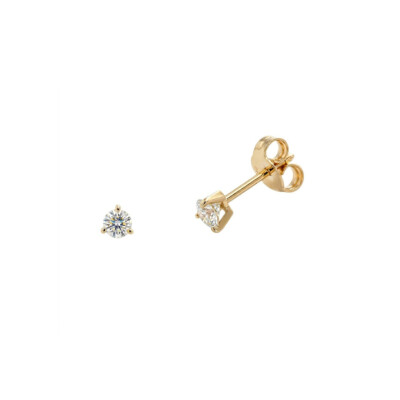 Boucles d'oreilles or jaune 9 cts et diamants synthétiques (0.8 ct EVS)