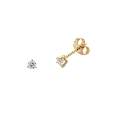 Boucles d'oreilles or jaune 9 cts et diamants synthétiques (1 ct EVS)