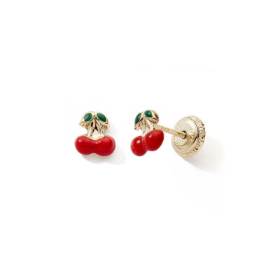 Boucles d'oreilles cerise or jaune 9ct