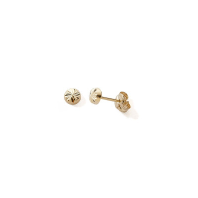 Boucles d'oreilles rond or jaune strillé