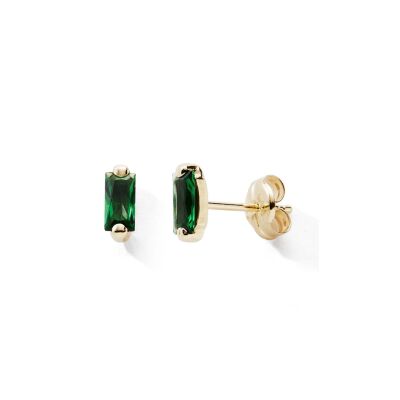 Boucles d'oreilles oxydes de zirconium vert taille baguette sur or jaune 9ct