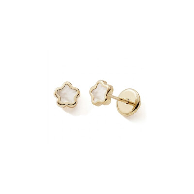 Boucles d'oreilles or 9 cts étoile nacre