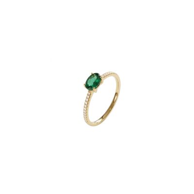 Bague en or jaune 18 ct émeraude et diamants