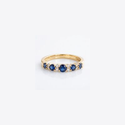 Alliance or jaune 18 ct saphirs et diamants