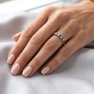 Alliance or jaune 18 ct saphirs et diamants