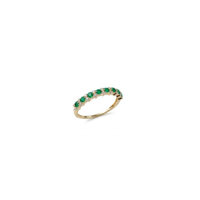 Bague or jaune 18 cts émeraude et diamants
