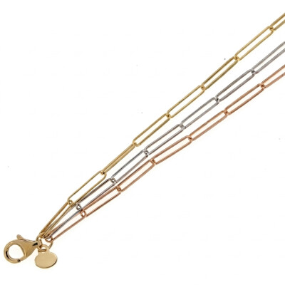 Bracelet trois ors maille rectangle