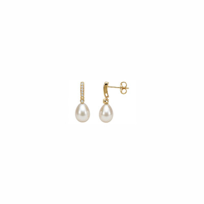 Boucles d'oreilles or jaune et diamants