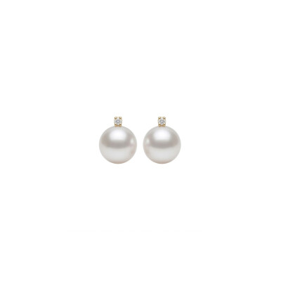 Boucles d'oreilles or jaune et perle de culture