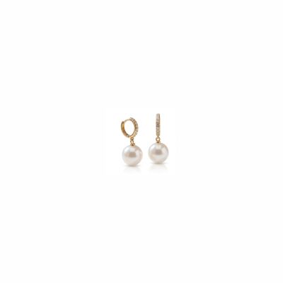 boucles d'oreilles en or perle de culture et diamants