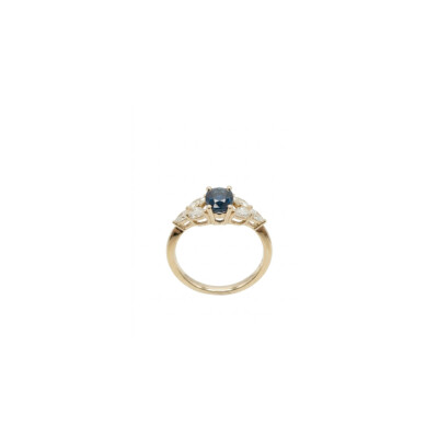Bague or jaune, saphir et diamants