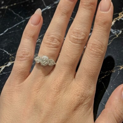Bague ovale en or blanc et diamant