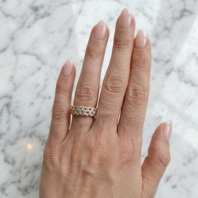 Bague multirangs en or jaune, or blanc, or rose et diamants de 0.53ct