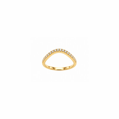 Alliance courbe or jaune et diamants
