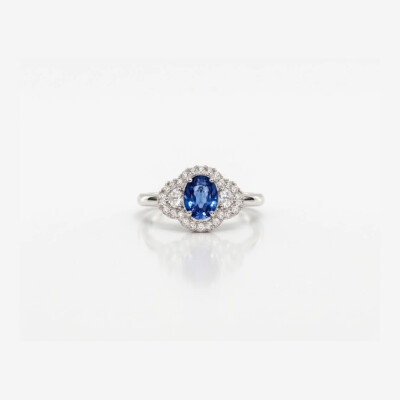 Bague or blanc saphir et diamants