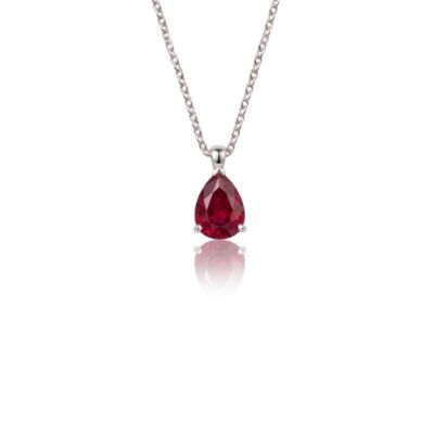 Collier or blanc 750‰ et rubis