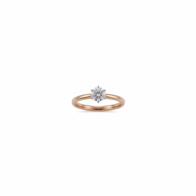 Bague or rose et diamants serti blanc