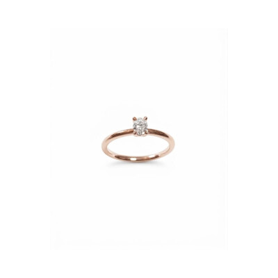 Bague or rose et diamant ovale