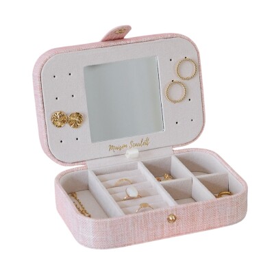 Boîte à bijoux - BRIGITTE - Lin rose