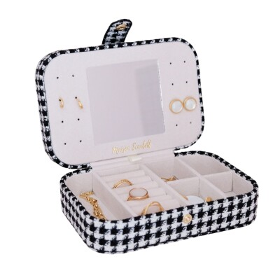 Boîte à bijoux - BRIGITTE - Pied-de-poule noir