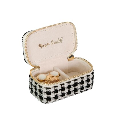 Boîte à bijoux - MARIE - pied-de-poule noir