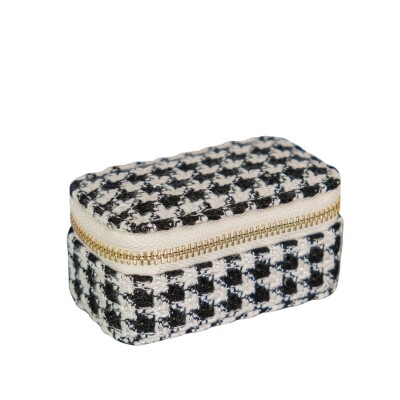 Boîte à bijoux - MARIE - pied-de-poule noir