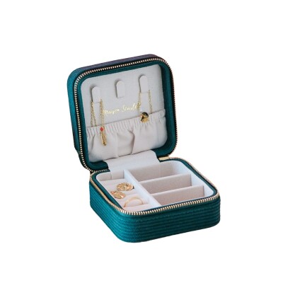 Boîte à bijoux - CORINNE - velours côtelé vert