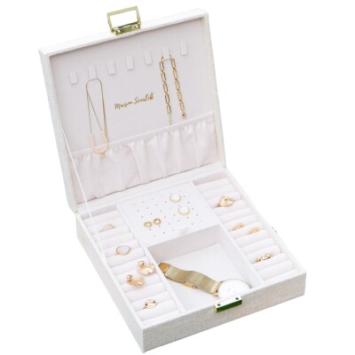 Boîte à bijoux - ANNE - lin beige