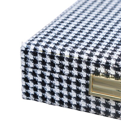 Boîte à bijoux - ANNE - pied-de-poule noir