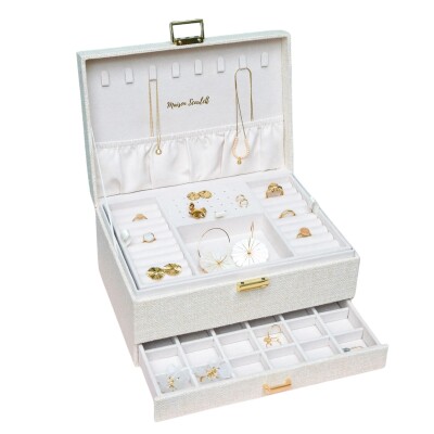 Boîte à bijoux - DENISE - lin beige