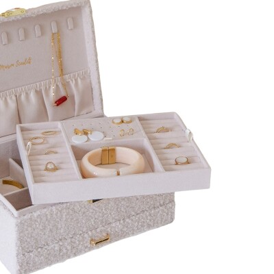 Boîte à bijoux - DENISE - sherpa blanc