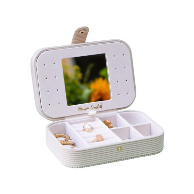 Boîte à bijoux - BRIGITTE - velours côtelé beige