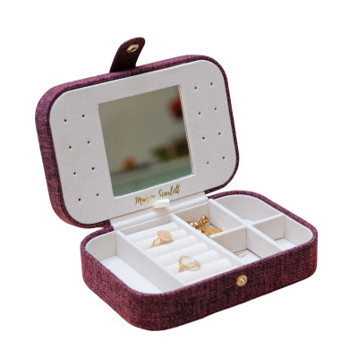 Boîte à bijoux - BRIGITTE - Lin bordeaux