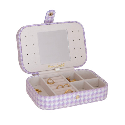 Boîte à bijoux - BRIGITTE - pied-de-poule mauve
