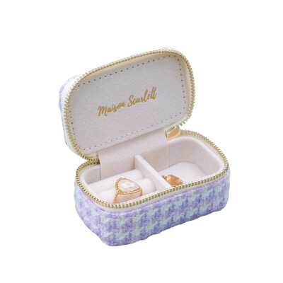 Boîte à bijoux - MARIE - pied-de-poule mauve