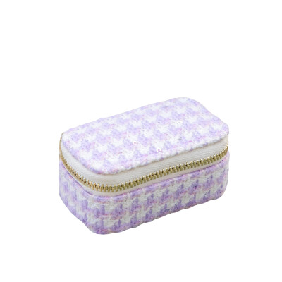 Boîte à bijoux - MARIE - pied-de-poule mauve