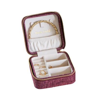 Boîte à bijoux - CORINNE - lin bordeaux