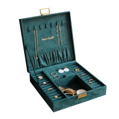 Boîte à bijoux - ANNE - velours vert